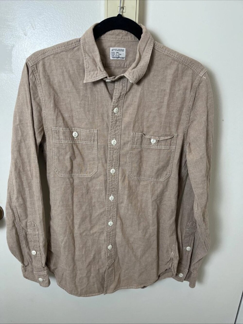 J.Crew Authentic Workwear Men’s Small Tan Distressed Utility Shirt